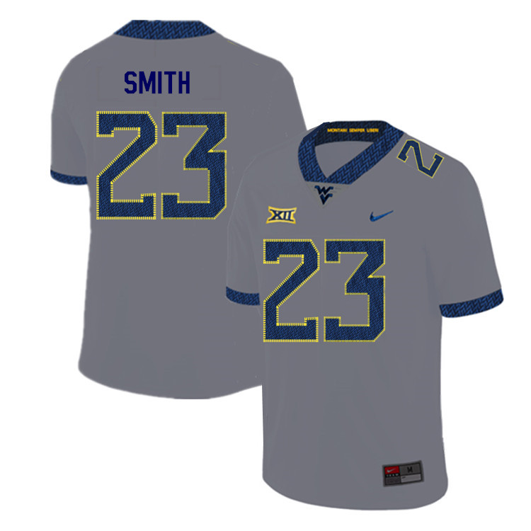 2019 Men #23 Tykee Smith West Virginia Mountaineers College Football Jerseys Sale-Gray